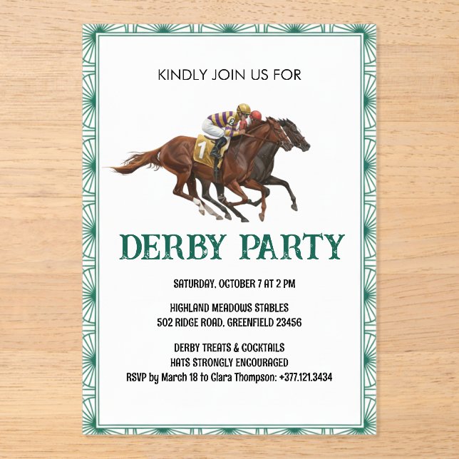 Elegant Horse Derby Party Invitation (Front)