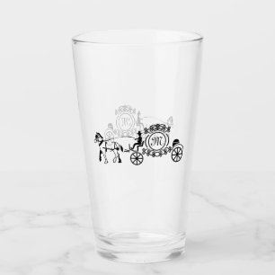 Elegant Horse Drawn Wedding Wagon Monogram Glass