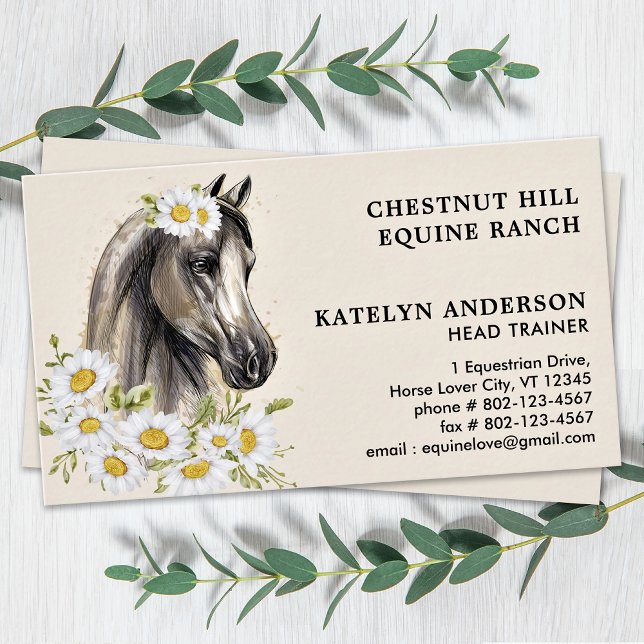 Elegant Horse Floral Personalise Equestrian Equine Business Card (Creator Uploaded)