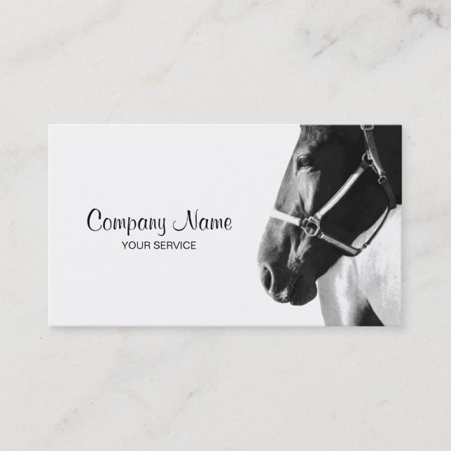 Elegant Horse Head White Business Card (Front)