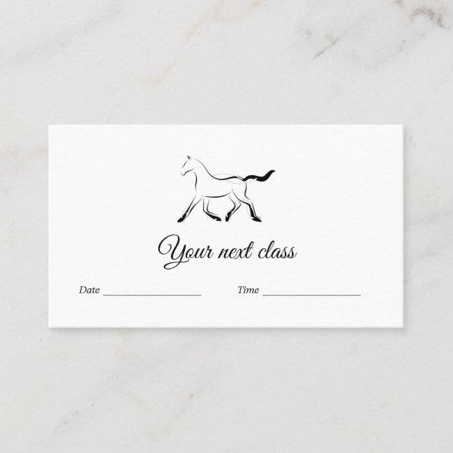 Elegant horse in black colour appointment card (Front)