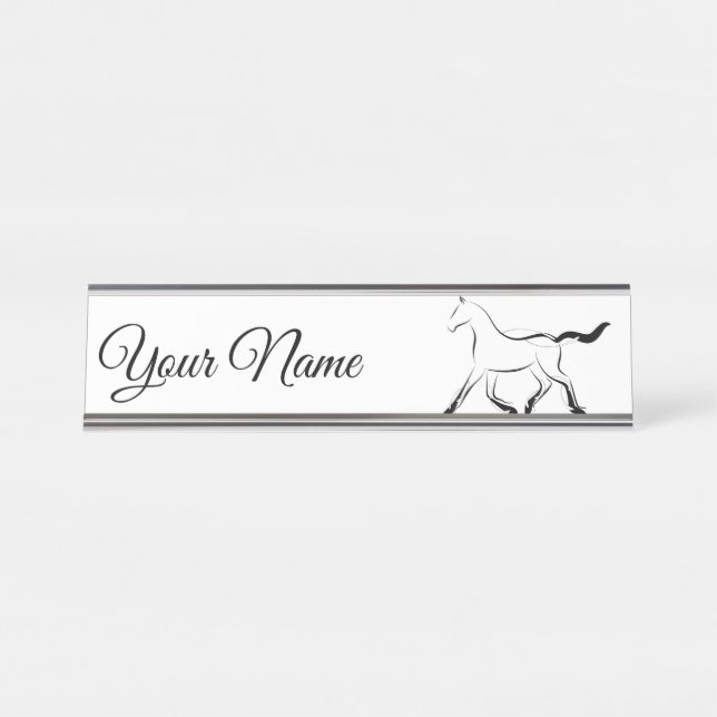 Elegant horse in black colour desk name plate (Front)