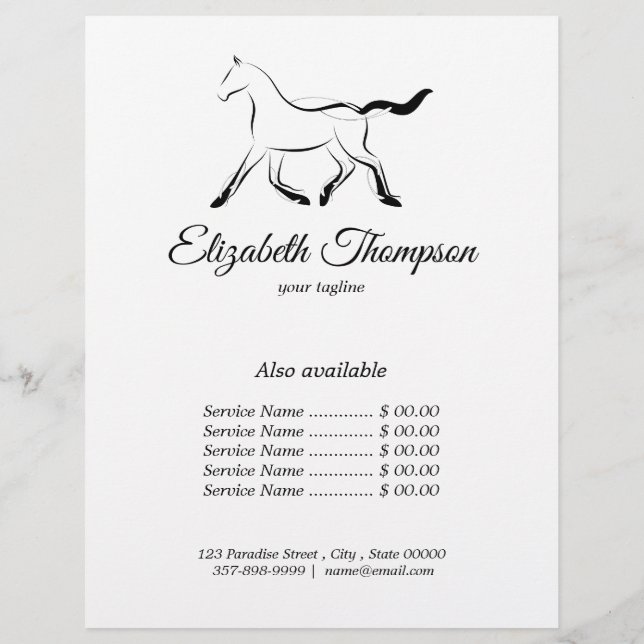 Elegant horse in black colour flyer (Back)