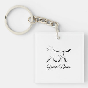 Elegant horse in black colour key ring