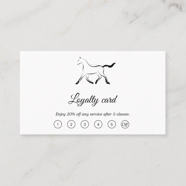 Elegant horse in black colour loyalty card (Front)