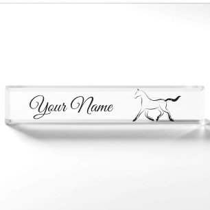 Elegant horse in black colour nameplate