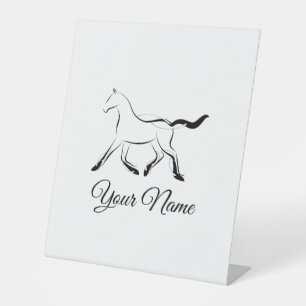 Elegant horse in black colour pedestal sign