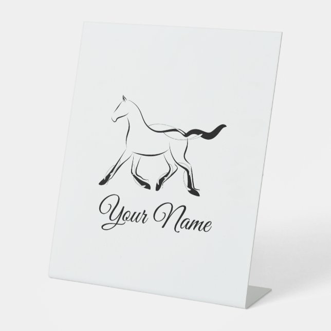 Elegant horse in black colour pedestal sign (Front)