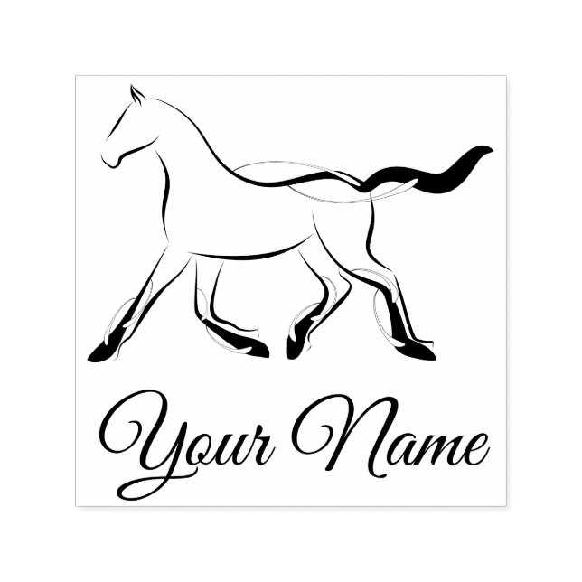 Elegant horse in black colour self-inking stamp (Design)