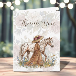 Elegant Horse Lover Birthday  Thank You Card