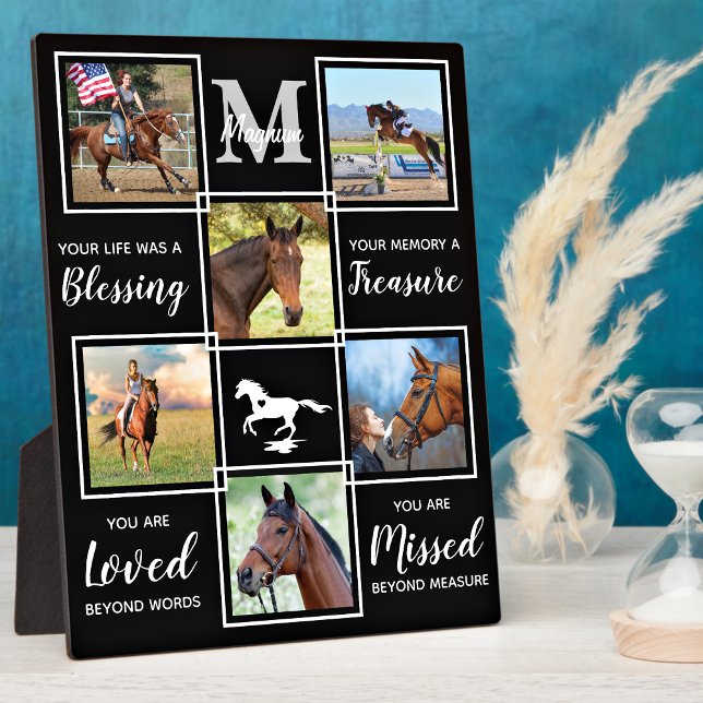 Elegant Horse Memorial Personalized Photo Collage Plaque (Creator Uploaded)