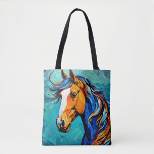 🐎 Elegant Horse Mosaic Artwork ✨ Artistic Equine  Tote Bag