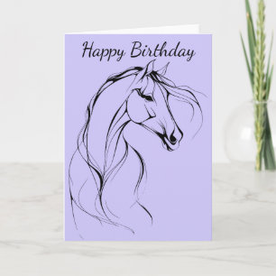 Elegant Horse Outline Silhouette Birthday Card