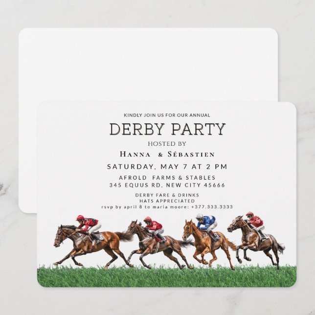 Elegant Horse Racing Garden Party Invitation (Front/Back)