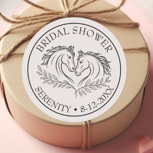 Elegant Horse Rustic Country Elegant Bridal Shower Classic Round Sticker