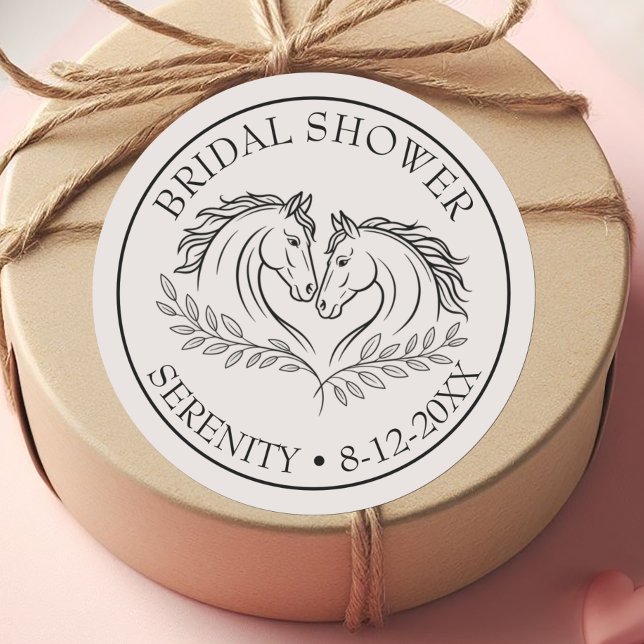 Elegant Horse Rustic Country Elegant Bridal Shower Classic Round Sticker (Creator Uploaded)