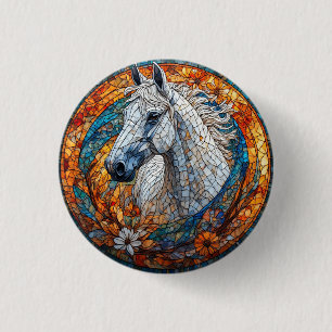Elegant Horse Stained Glass Portrait 3 Cm Round Badge