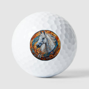 Elegant Horse Stained Glass Portrait Golf Balls
