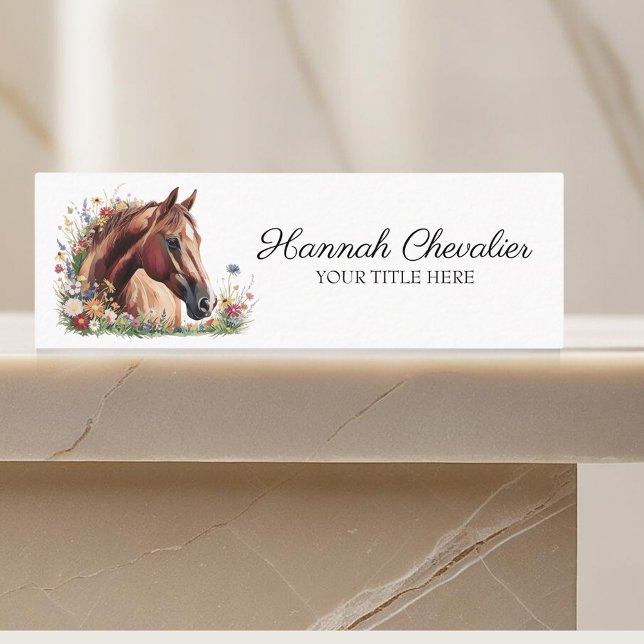 elegant horse with wildflower equestrian mini business card (Creator Uploaded)