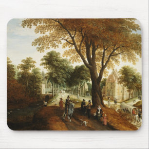 Elegant Horsemen and figures on a path Mouse Pad