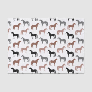 Elegant Horses Brown, Black and Grey Pattern Tissue Paper