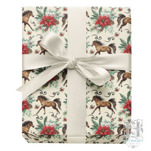 Elegant Horses Christmas Gift Wrapping Paper Cream