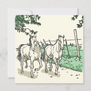 Elegant Horses Flat Holiday Card