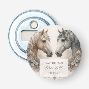 Elegant Horses Wedding Save the Date Bottle Opener