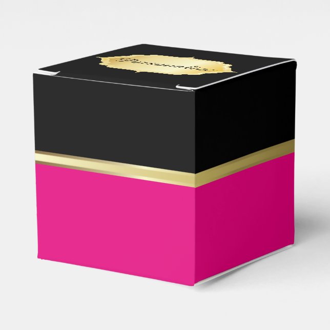 Elegant Hot Pink and Black Favour Box (Front Side)