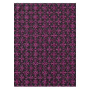 Elegant Hot Pink and Black Victorian Style Damask Tablecloth
