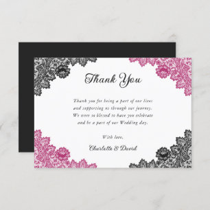 Elegant Hot Pink and Black Wedding Thank You Card