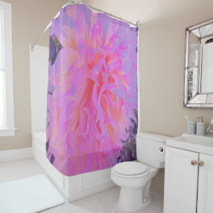 Elegant Hot Pink and Magenta Decorative Dahlia Shower Curtain
