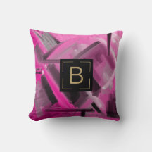 Elegant Hot Pink Black Abstract Art Modern Shapes