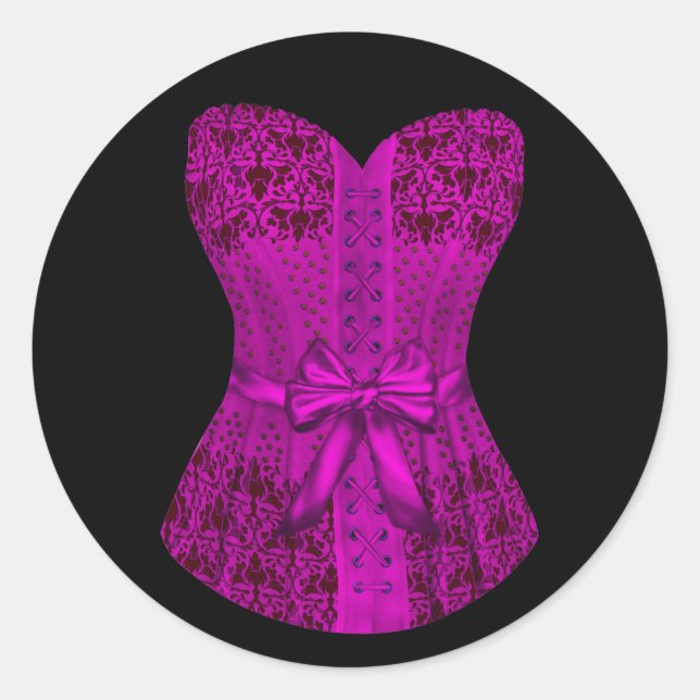 Elegant Hot Pink Corset Stickers (Front)