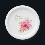 Elegant Hot Pink Floral Bridal Shower Custom Favou Paper Plate<br><div class="desc">Elegant Hot Pink Floral Bridal Shower Custom Paper Plates</div>