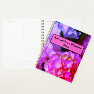 Elegant hot pink fuchsia pink purple flowers planner