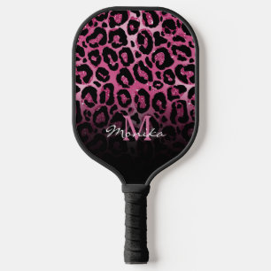 Elegant Hot Pink Glam Leopard Personised Pickleball Paddle