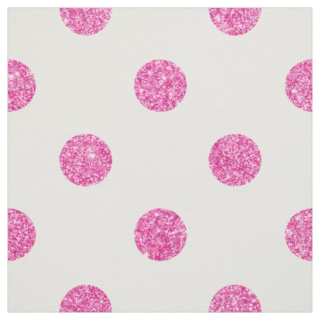 Elegant Hot Pink Glitter Polka Dots Pattern Fabric (Swatch)