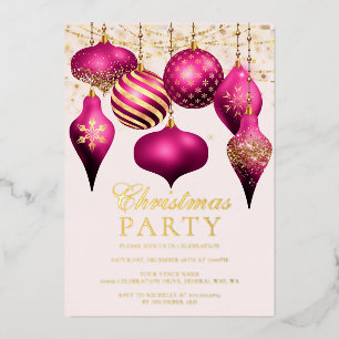 Elegant Hot Pink Gold Ornaments Christmas Party