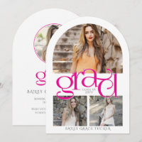 Elegant Hot Pink GRAD 4-Photo Arch Graduation