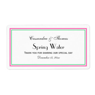 Elegant Hot Pink Green Framed H Water Bottle Label