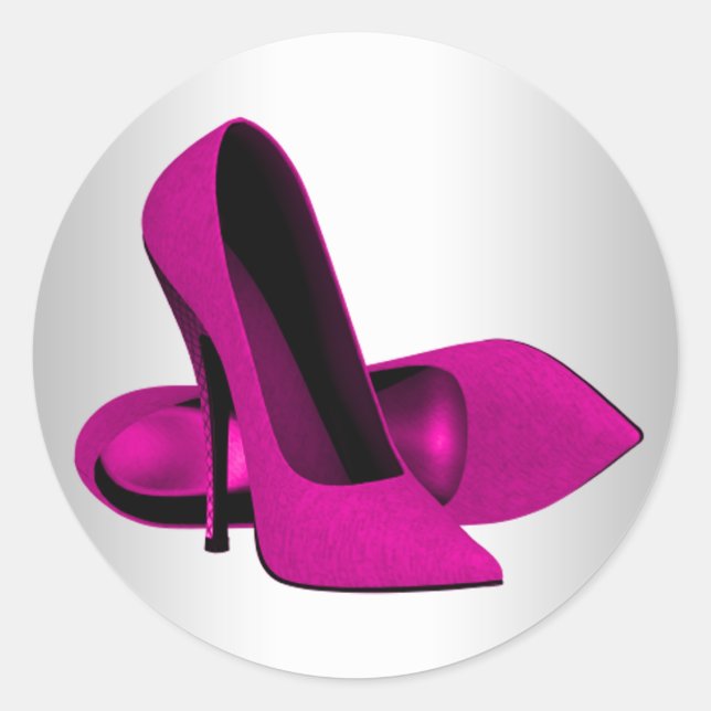Elegant Hot Pink High Heel Shoe Stickers (Front)