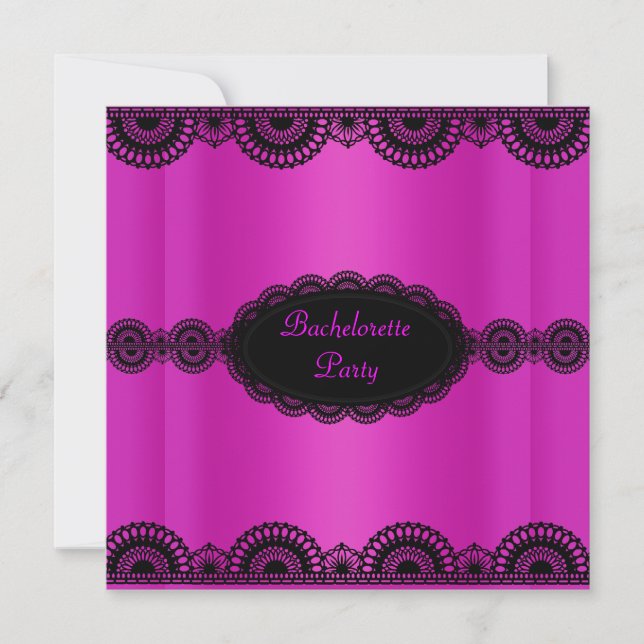 ELEGANT HOT PINK LACE BACHELORETTE PARTY INVITE (Front)