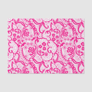 Elegant Hot Pink Lace Pattern Tissue Paper