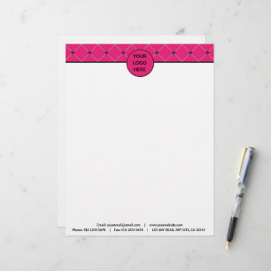 Elegant Hot Pink Magenta Black Business Company Custom Letterhead