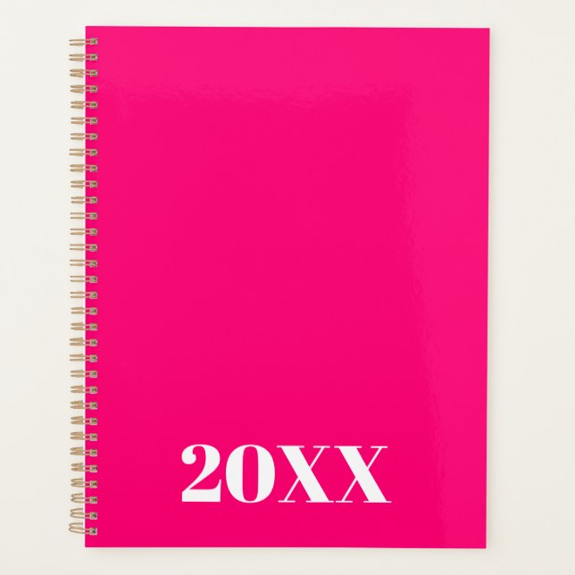 Elegant hot pink modern typography custom year planner (Front)