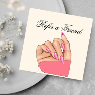 Elegant Hot Pink Nail Artist Referral Card