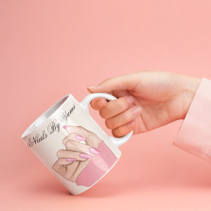 Elegant Hot Pink Nails & Typography Beauty Salon Mug