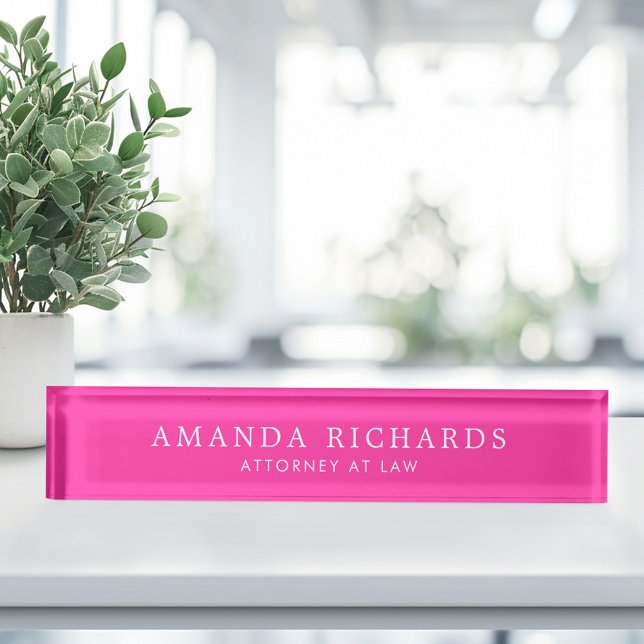 Elegant hot pink nameplate (Elegant hot pink desk name plate)