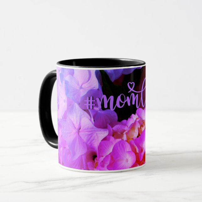 Elegant hot pink purple flora hydrangeas  mug (Front Left)